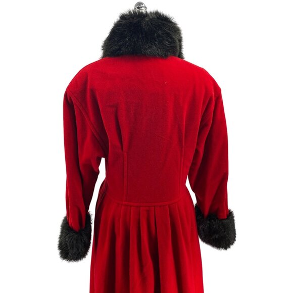 VTG Colette Wolfgang Kaiser red wool blend coat Size 6 Medium jacket long faux f - Picture 13 of 16